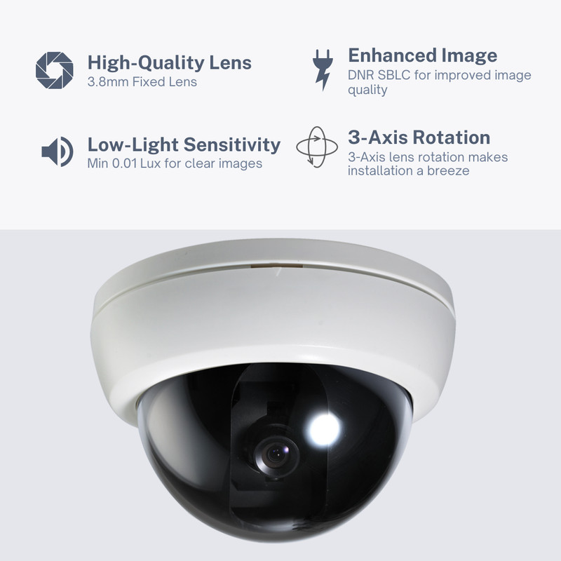 CNB D152-0S Analog Indoor Dome Security Camera CCTV CCD 3.8mm Fixed Lens 600TVL gallery