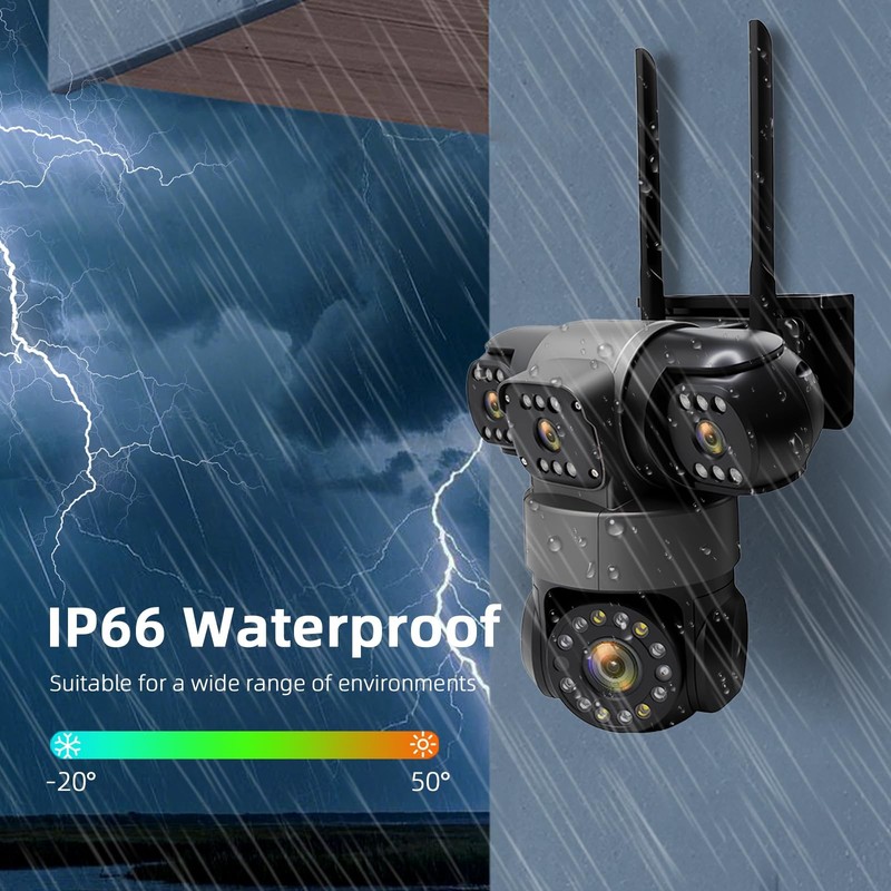 4-Lens Outdoor Security Camera Works without Wifi, No Subscription Fee gallery