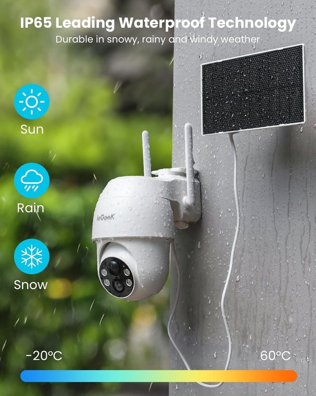 Solar Security Cameras Wireless Outdoor, 2K 2.4G WiFi Camera,360° PTZ,P gallery