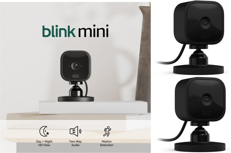 Blink Mini 1080p Wi-Fi Indoor Security Camera – Black, Pack of 2 (B09N6QBMTW)