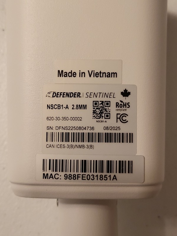 Defender Sentinel NSCB1-A 4K Ultra HD 2.8mm Wired Security Camera w/Cable New gallery