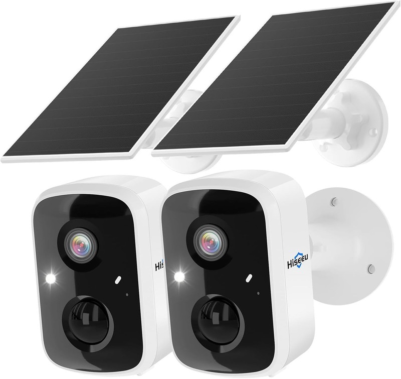 2 Pack Solar Security Cameras 3K 4MP Wireless Outdoor WiFi AI Detection