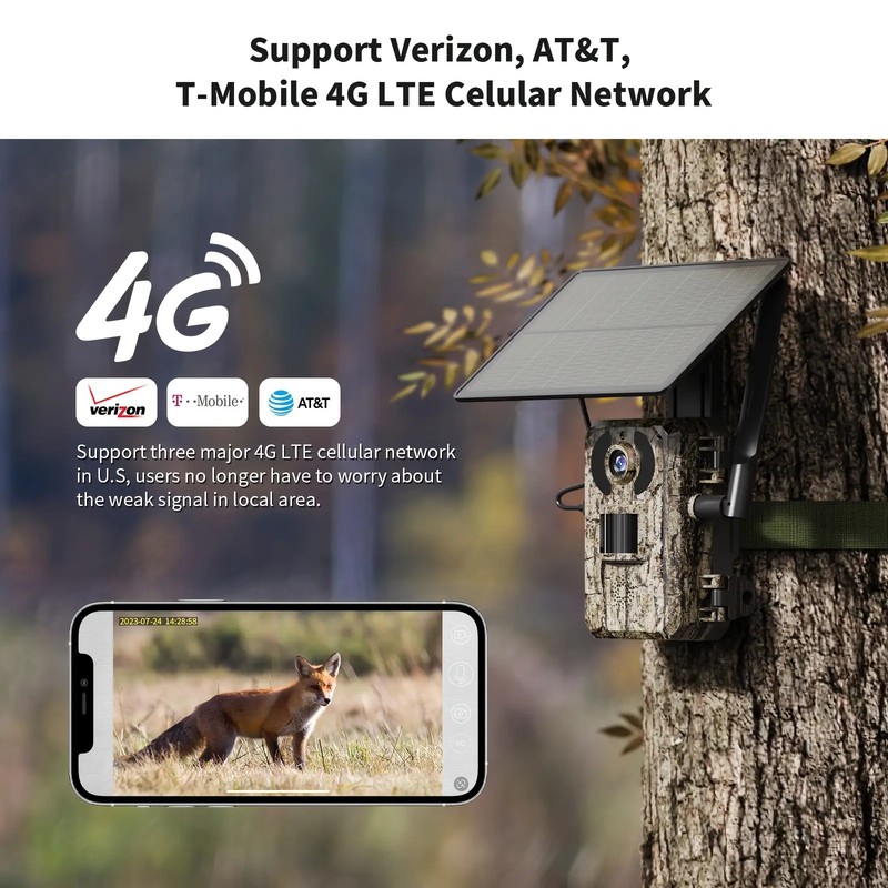 3G/4G LTE Solar Powered Cellular Tracking Camera with 2.7K Live View, with Live gallery