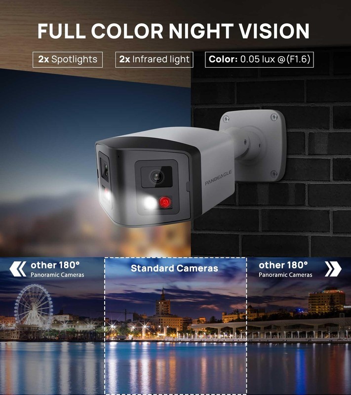 180° Dual-Lens 4MP PoE IP Bullet with Panoramic Ultra Wide Viewing Angle, 2-W... gallery
