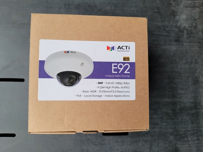 ACTi E92 Security Camera 3mp Indoor Mini Dome w Basic WDR Fixes Lens NEW IN BOX