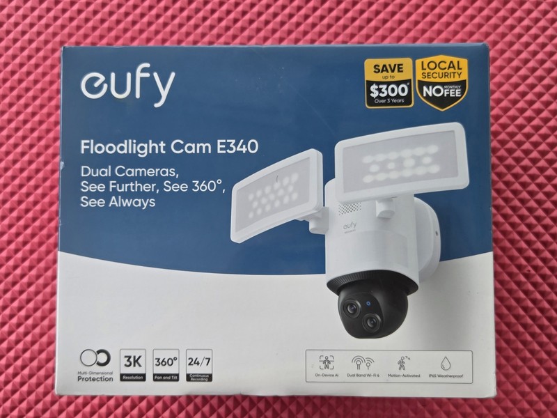 Eufy Floodlight Camera E340 360° coverage Dual Camera 24/7 Recording – White