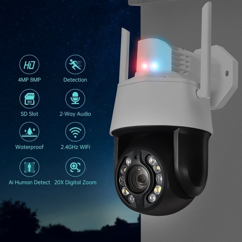 5MP WiFi Security Camera 20X Optical Zoom Light Alarm 1080p PTZ CCTV IP Camera gallery