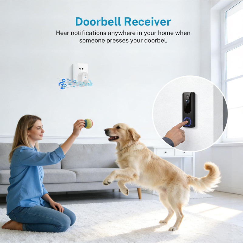 1080P Video Doorbell Camera Wireless, Battery Powered, Night Vision, 2-Way Audio gallery