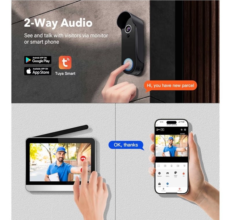 Wireless Video Doorbell Intercom System, Smart Doorbell Camera with Monitor, ... gallery