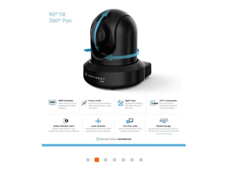Amcrest IP2M-841B Indoor Pan/Tilt 1080P WiFi IP Security Camera - Black gallery