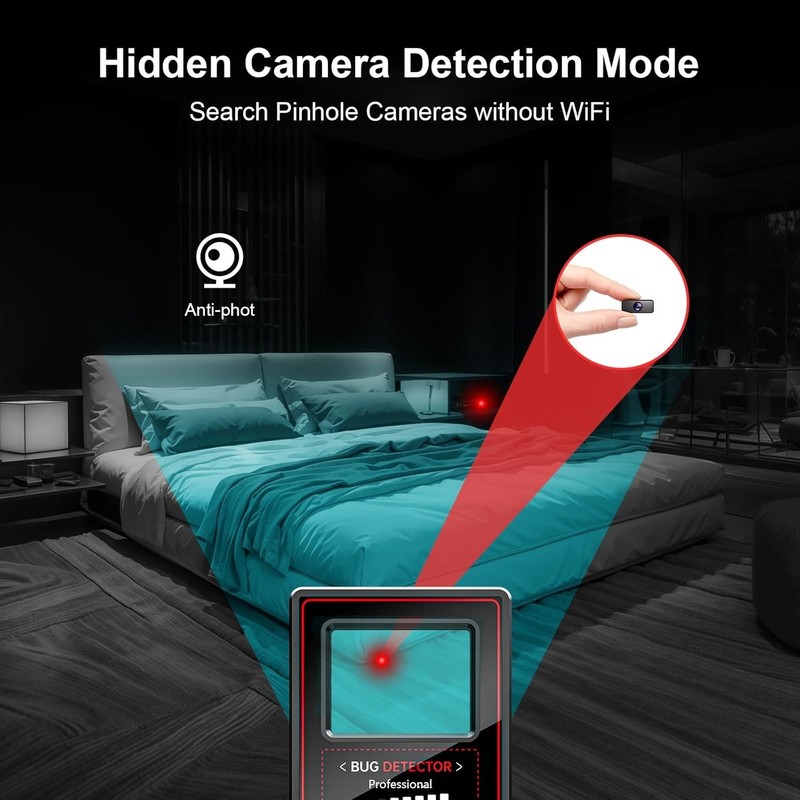 2025 Hidden Camera Detector with Night Vision & 8-Level Sensitivity, Anti-Spy gallery