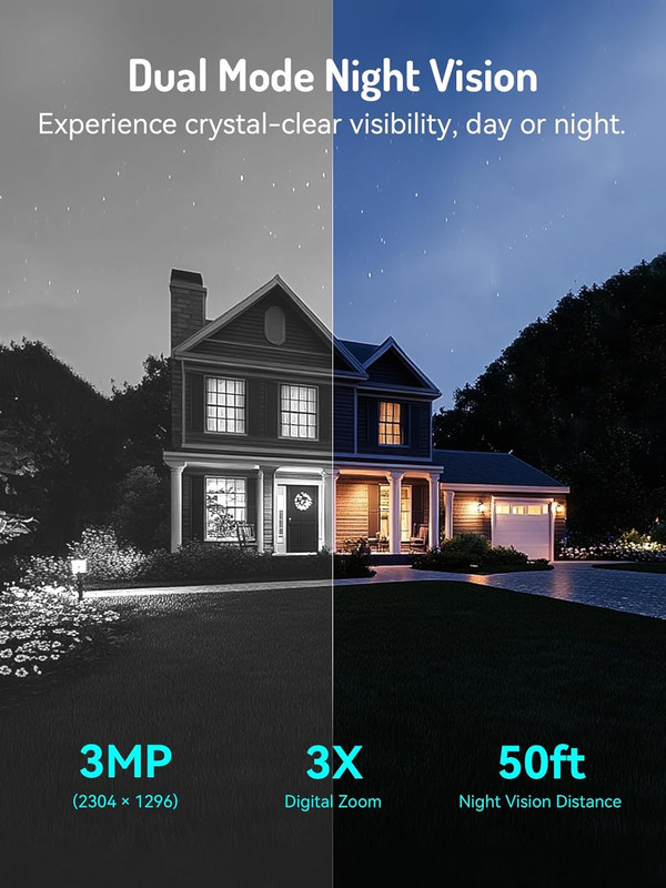 2K Wireless Solar Outdoor Security Cameras 360° PTZ with Night Vision, 2Pack gallery