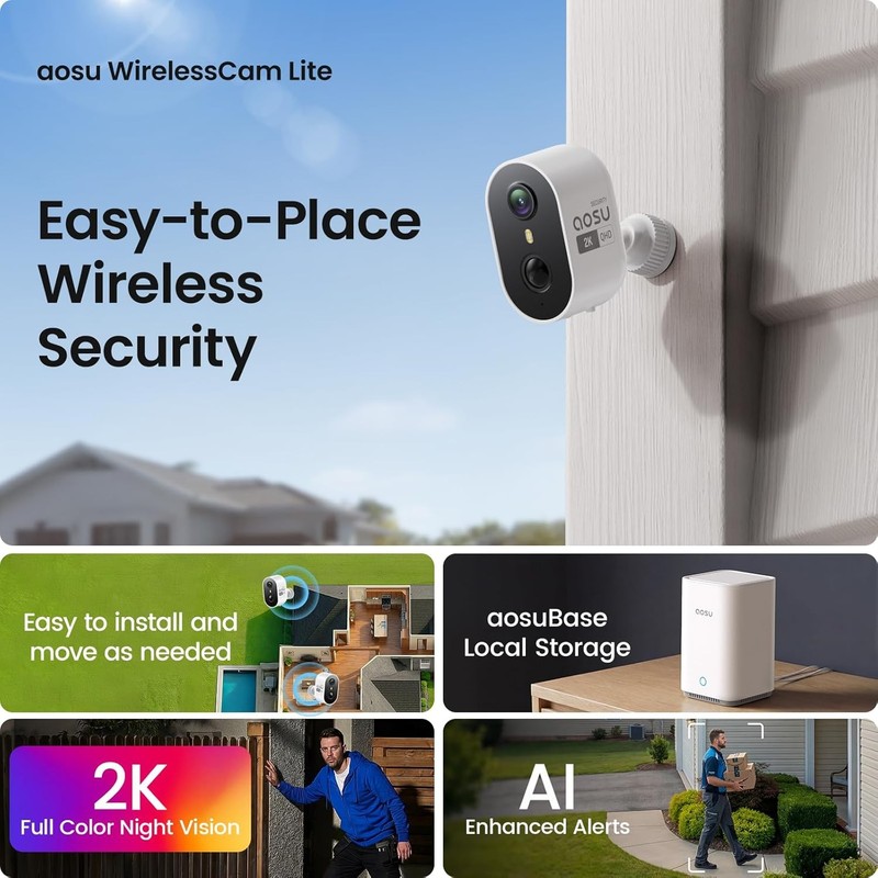 aosu Wireless Security Cam Kit 2K 4-Cam gallery