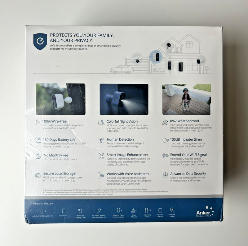 ANKER Eufy Security Camera S210 1080p Wireless / Outdoor Kit - 2 White "NEW" gallery