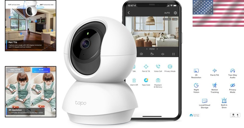 Advanced 2K Security Camera with Pan Tilt, Alexa Compatibility & Instant Alerts gallery