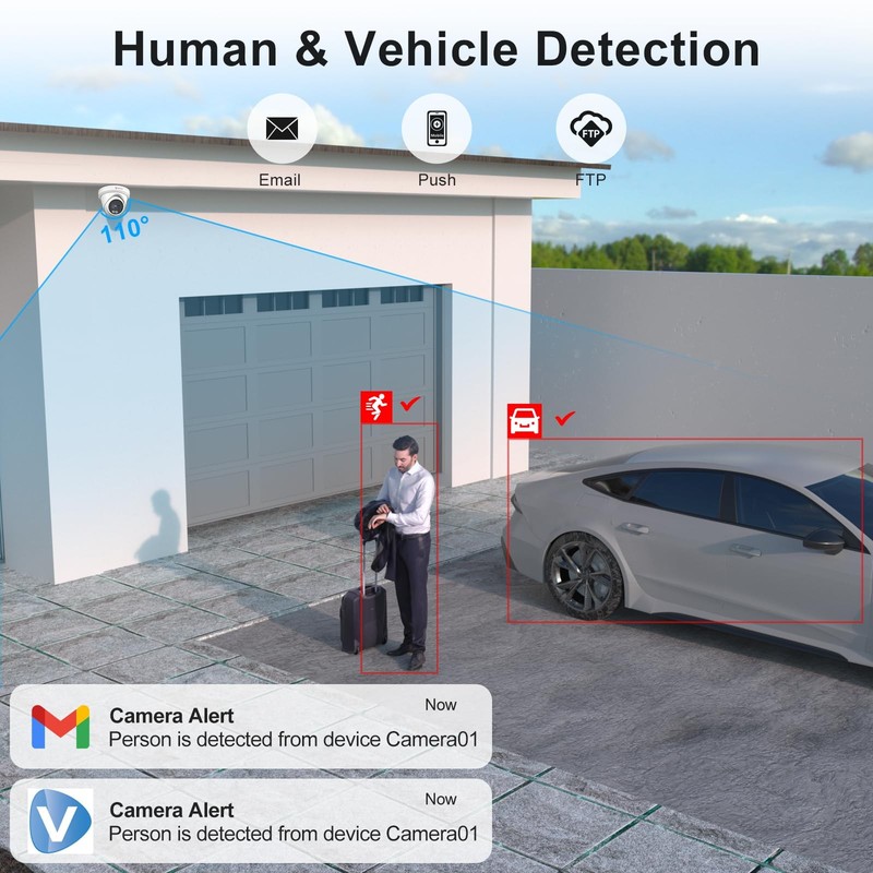 8MP PoE IP , Built-in Mic, 512GB SD Slot, 4K Turret IP Outdoor Indoor, Smart ... gallery