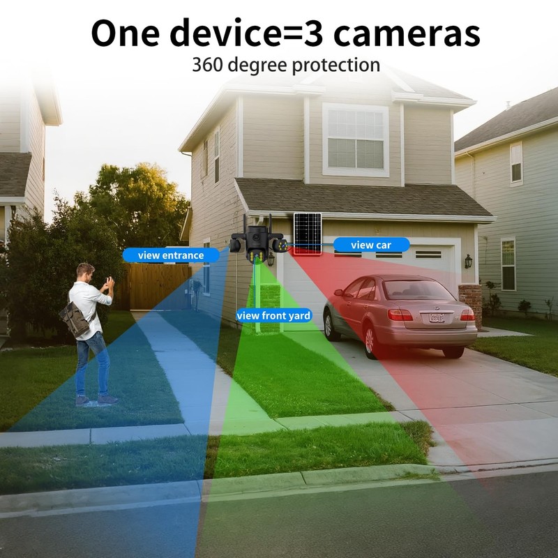 Triple Lens Outdoor Wireless , Outdoor Cameras for Home , Color Night Vision,... gallery