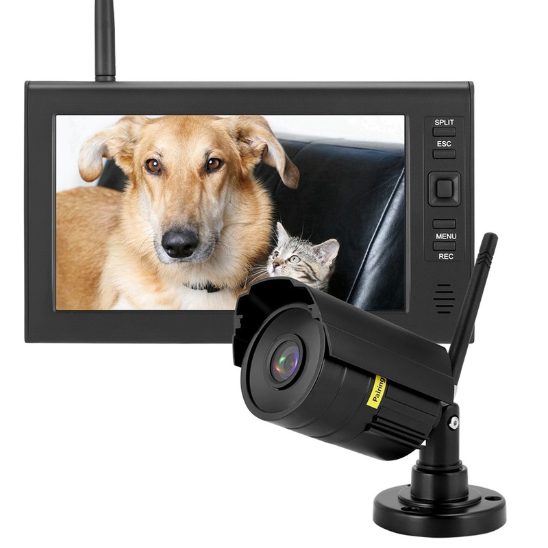 7 Inch LCD Wireless WIFI 4CH Security Monitor System Display+Camera 1pc IR gallery
