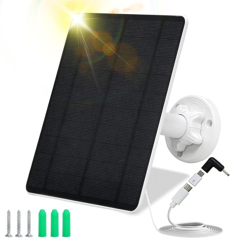 5W High-Efficiency Solar Panel for Security Cameras - Waterproof & Adjustable gallery