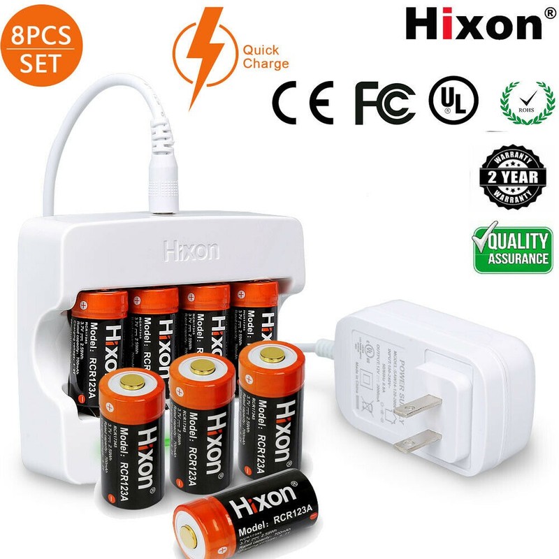 8X RCR123A 3.7V Rechargeable Li-Ion Batteries 700mAh & Charger for Arlo Camera