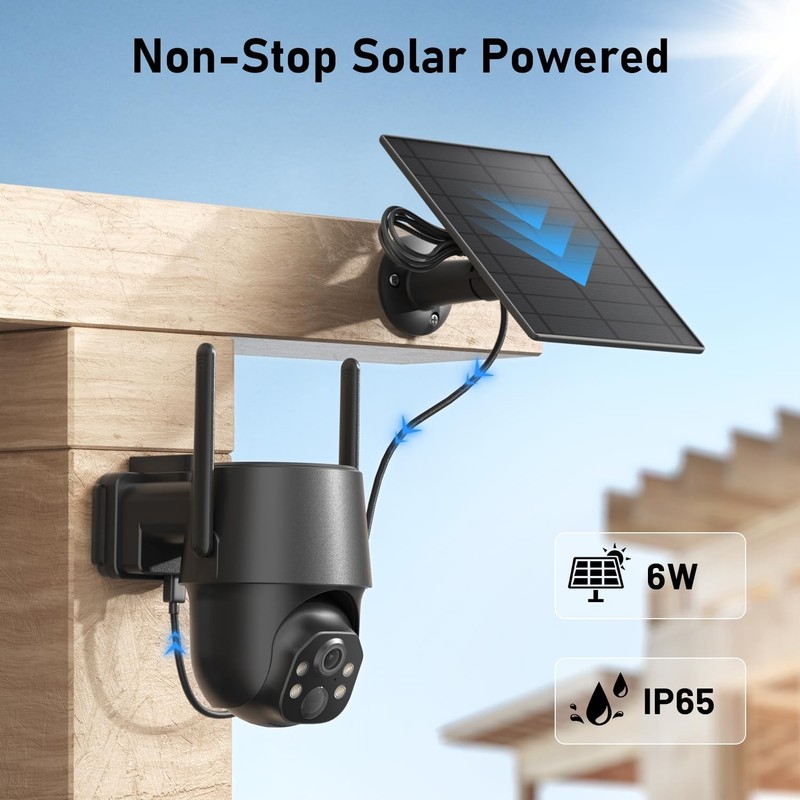 4G LTE Solar Security Camera, 2K Resolution, 360° View, gallery