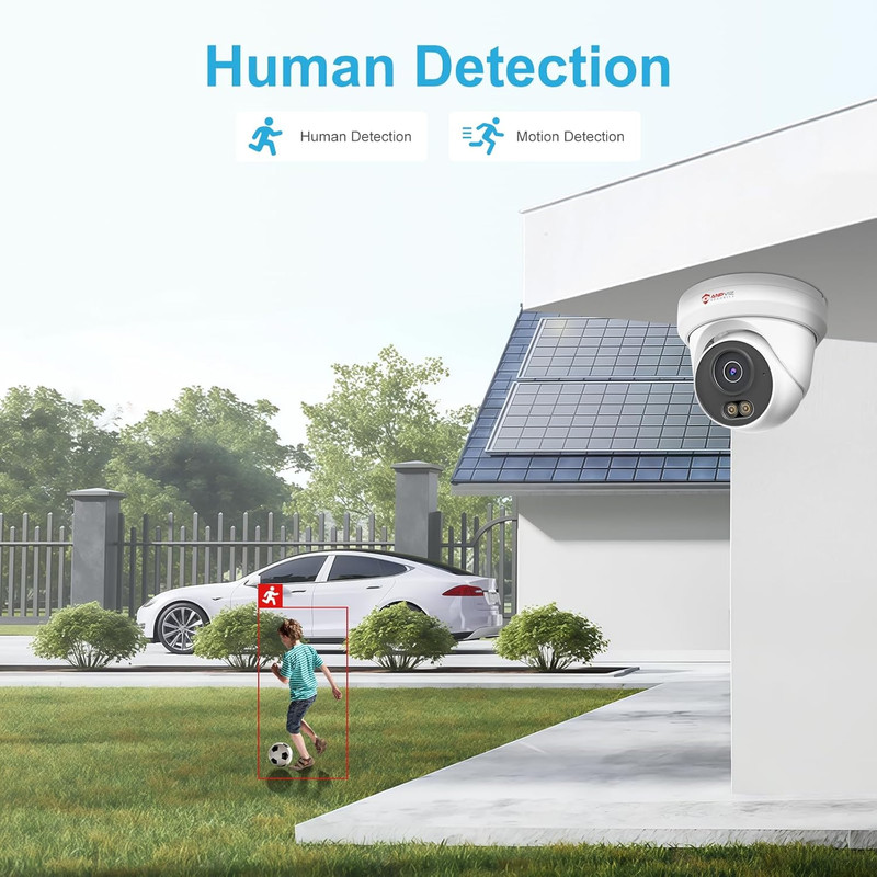 5MP Poe Camera, Full Metal Turret Security IP Camera Outdoor Wired, Smart Dual L gallery
