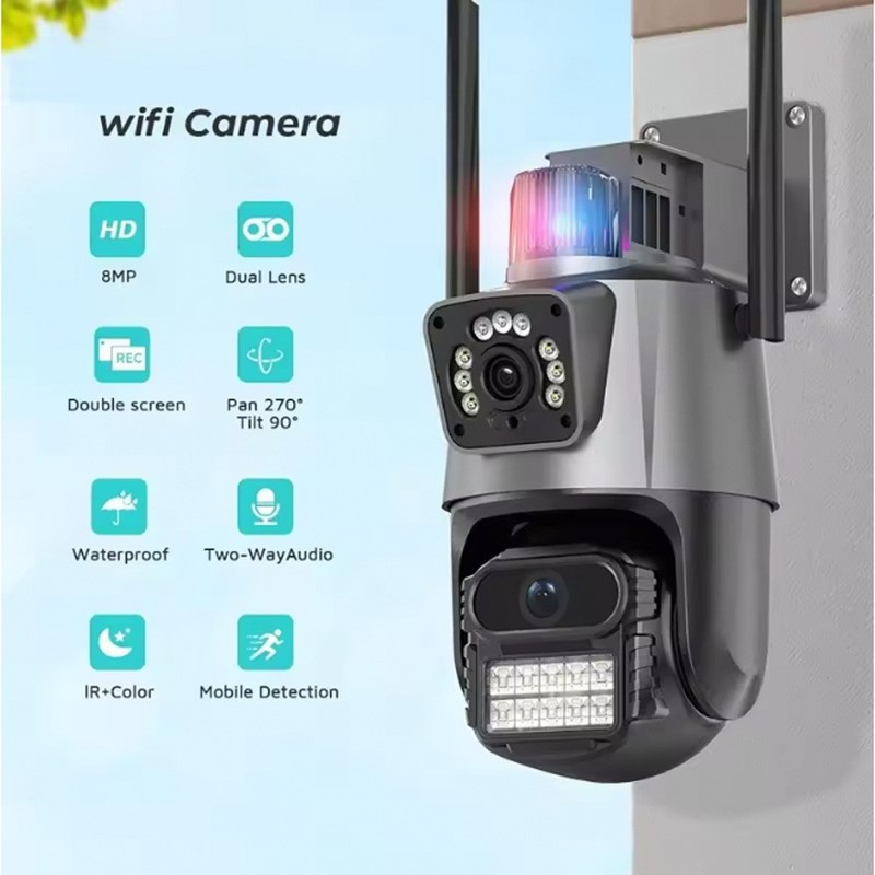 Dual Lens 4K WiFi Security Camera 8X Zoom Outdoor Home Night Vision CCTV PTZ gallery