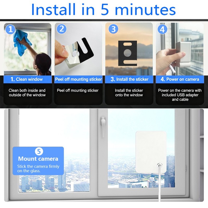 Window Camera WiFi Indoor Cameras for Security System with Mounting Sticker gallery