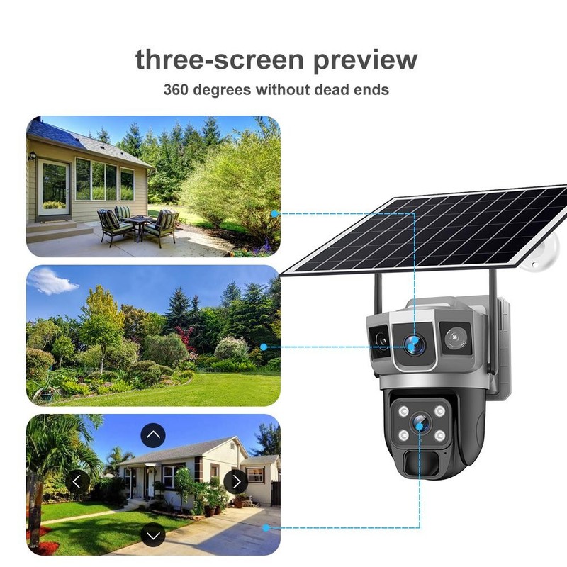 Solar Surveillance Cam – 2-Lens 3-Screen, 10X Zoom, 4G/WiFi gallery