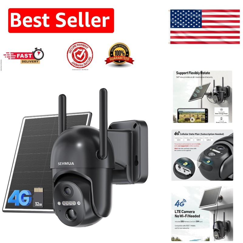 No WiFi Needed – 360° Wireless Solar Security Camera with 2K Color Night Vision