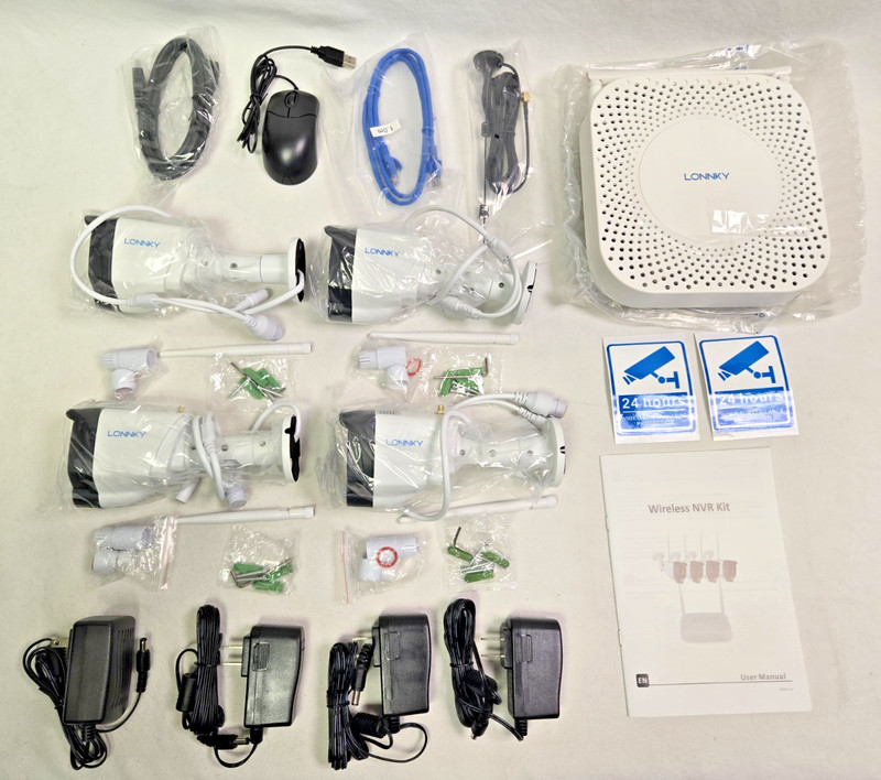 Lonnky Four Camera Wireless Network Video Surveillance Kit NEW Never Installed gallery