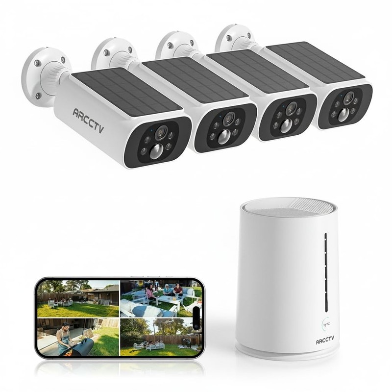 Solar Security Cameras Wireless Outdoor, 4 Cam-Kit, 4MP Solar Security Camera…