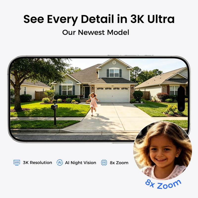 5MP 3K Window Camera for Indoor & Outdoor Home Security, Magnetic Mount, Full... gallery