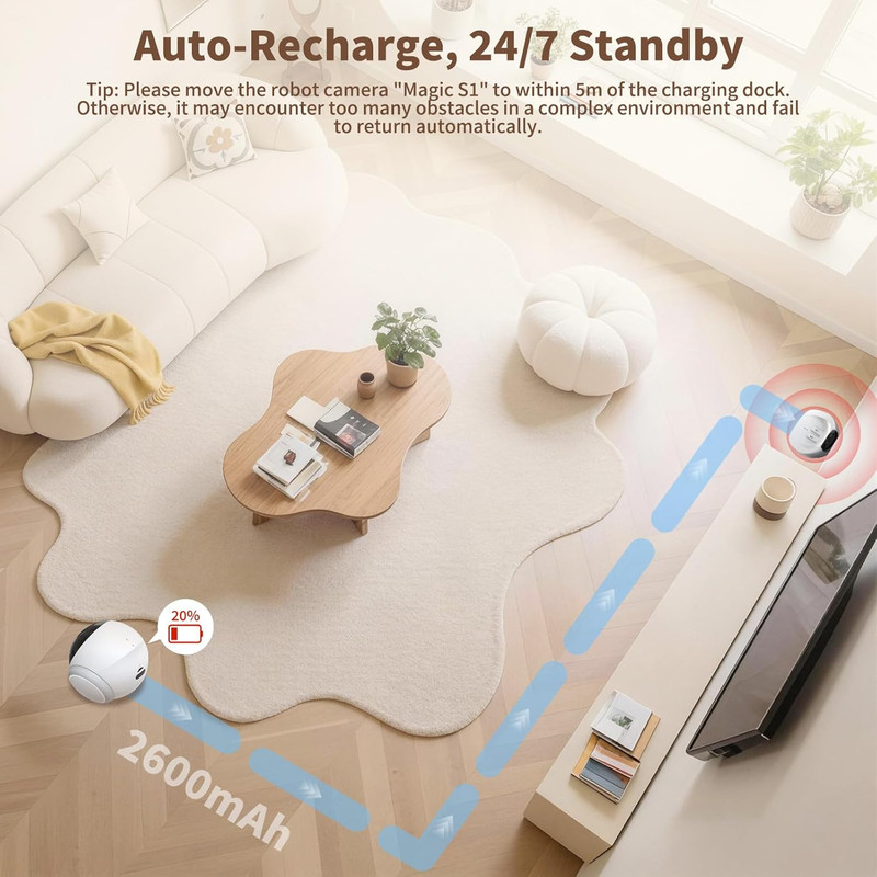 1080P Pet Camera Robot: Indoor Movable Home Security Camera with App Control, Ni gallery