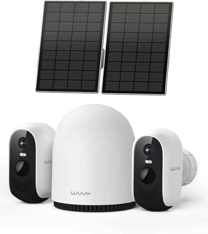 Solar Security Cameras Wireless Outdoor, Home Surveillance System, 2K, No Monthl