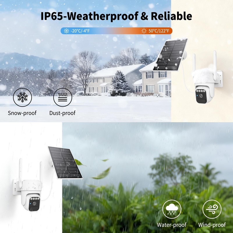 Outdoor Wireless Solar Security Camera 360° | IP65 Weatherproof, Color Night Vis gallery