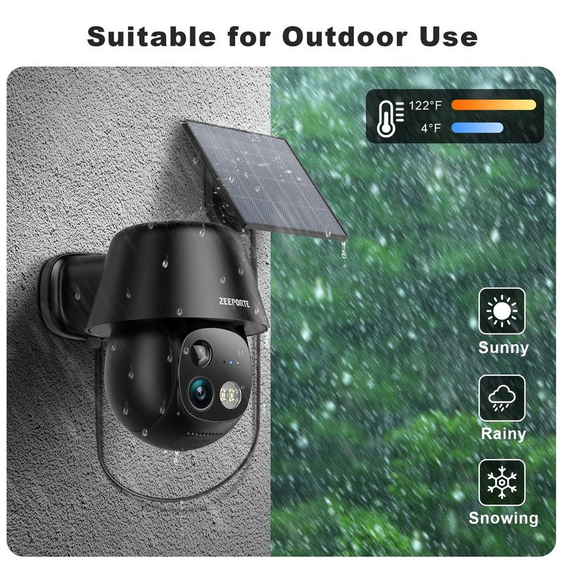 Solar Security Cameras Wireless Outdoor, 2K Pan/Tilt 360° View Solar/Battery ... gallery