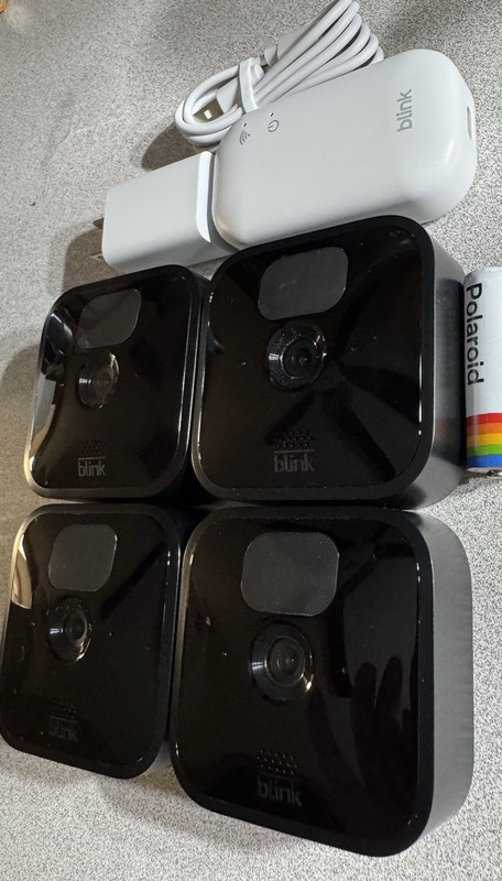 Blink Outdoor Cameras Set Of 4 Cam USED. Synk Module Brand New Mounting Incl gallery