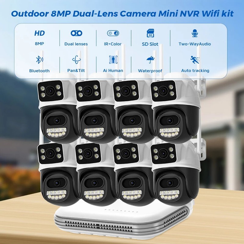 8MP Audio WiFi IP Camera Outdoor 8CH Mini NVR CCTV Security Night Vision Videos gallery