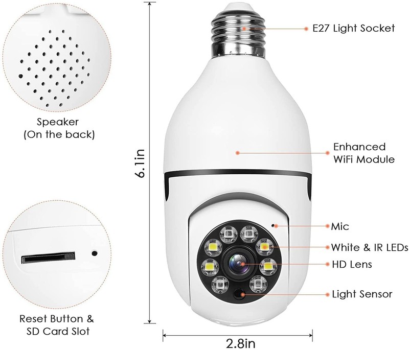 2PCS 2.4GHz & 5GHz Wireless WiFi Light Bulb1080P Security Camera Wireless Out... gallery
