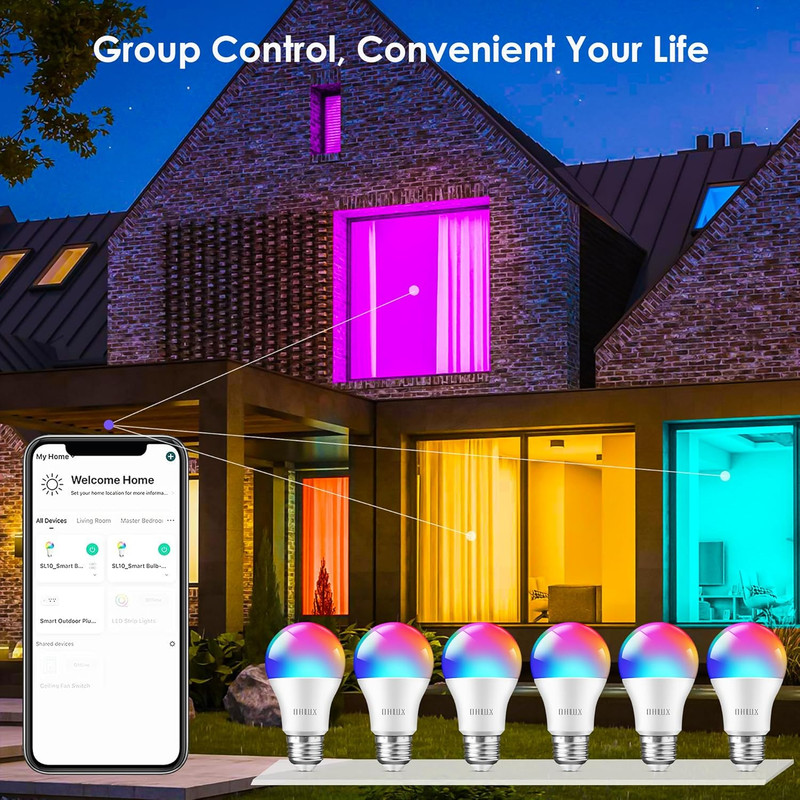 Smart Wifi & Bluetooth Alexa Light Bulbs, 10W (100W Equivalent) Color Changing L gallery