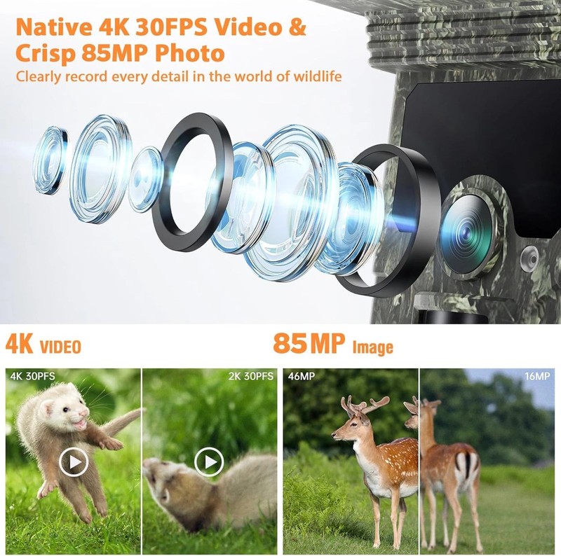 Solar 4G LTE Cellular Trail Camera Dual Lens Dual PIR 15000mAh PTZ Security SIM gallery