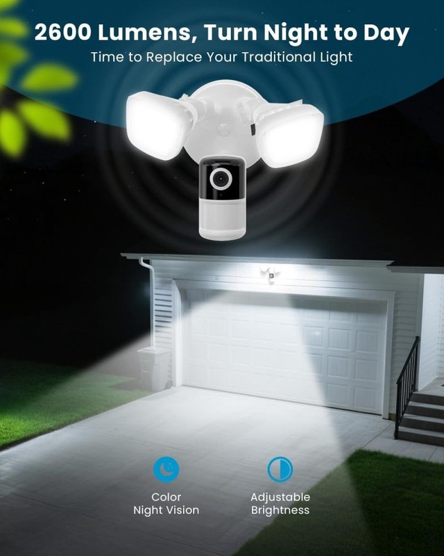 ieGeek Motion Sensor Floodlight Camera with 2K HD&Color Night Vision 110dB Siren gallery