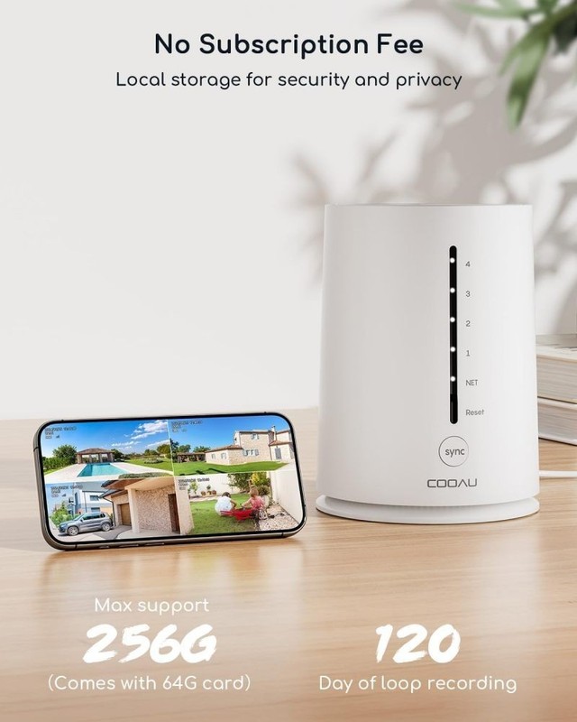 COOAU Wireless Outdoor Security Camera System 2 Solar Cameras With 4MP gallery