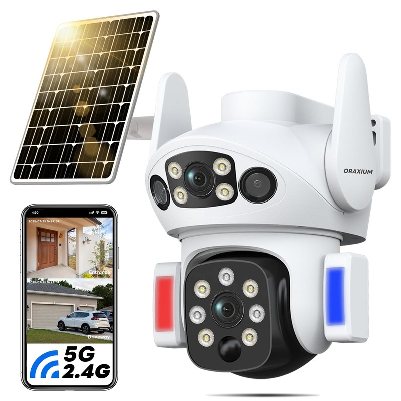 Solar Outdoor Wireless, Dual Lens for Home & Farm, Light Alarm & Color Night …