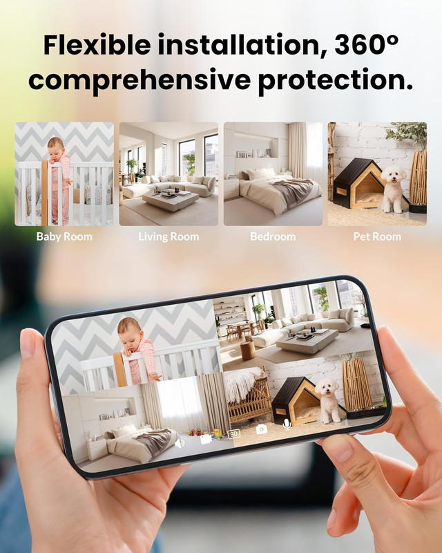 Dual Lens Security Camera Indoor 5G/2.4G Wifi, 2K+2K Pet Camera with Pan Tilt fo gallery