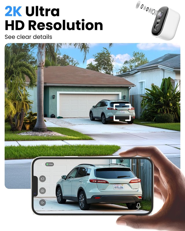 Outdoor Security Camera Wireless, 2K Battery Powered WiFi Cameras for Home Se... gallery