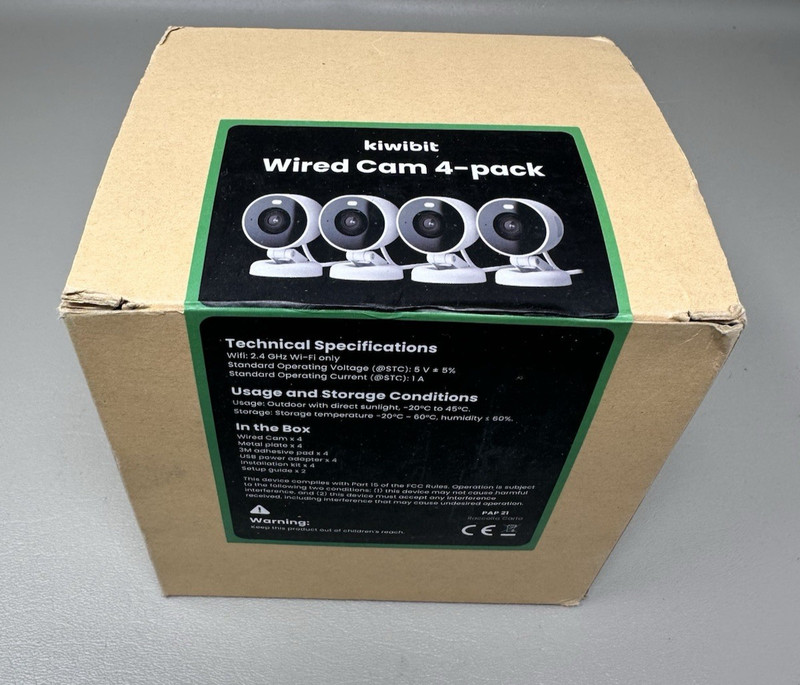 Kiwibit 2K Wired Cam Indoor Outdoor Surveillance Pet Baby Camera 4-Pack White