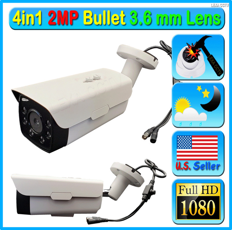 4in1 3.6mm Starvis HD 2MP 1080P TVI AHD CVI CCTV Night Color Bullet Camera
