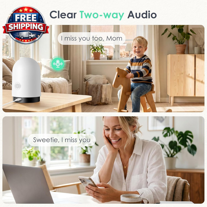 Indoor Security Camera, 2.4/5Ghz, 2K 360° Wi-Fi Baby Monitor & Pet Camera W/Moti gallery